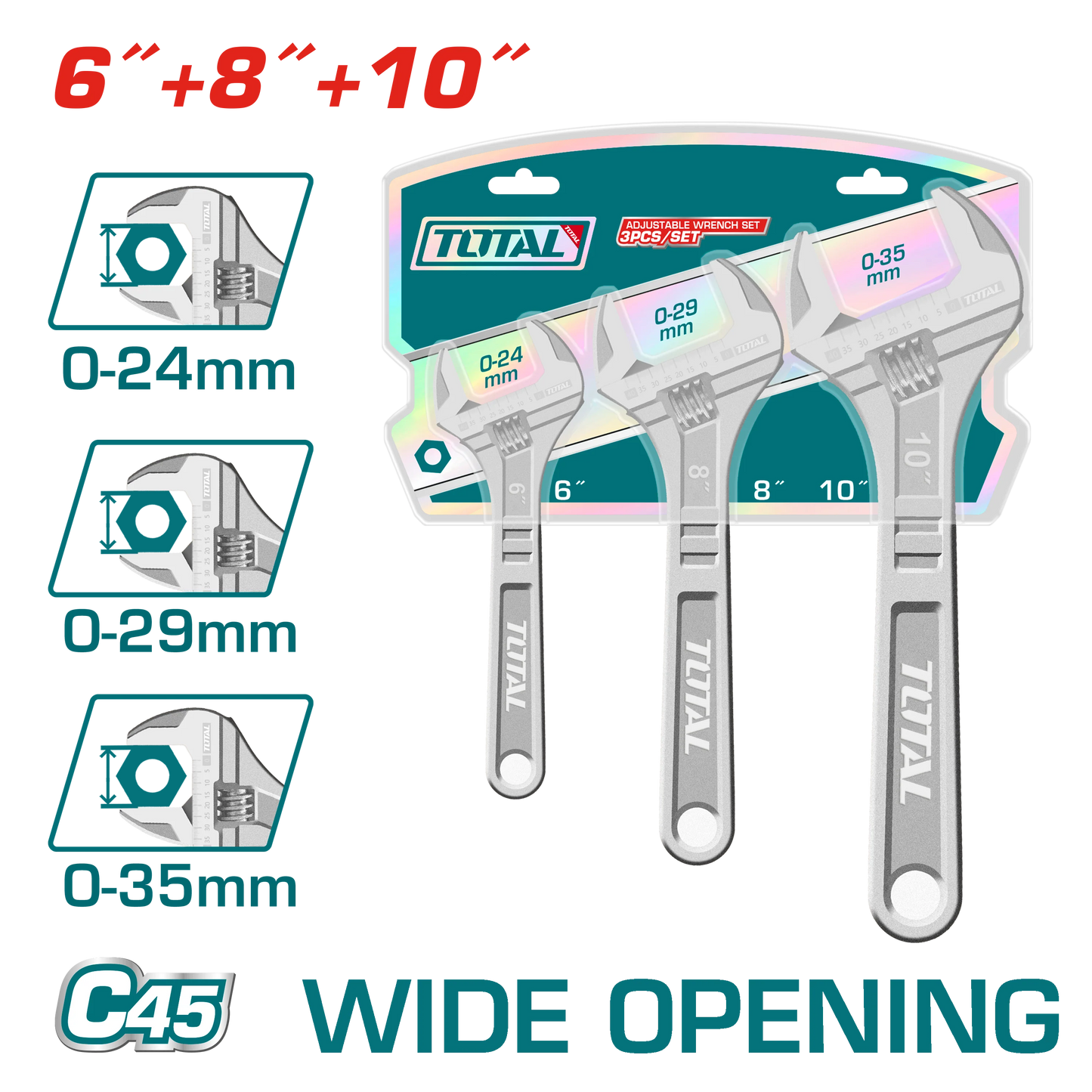 ADJUSTABLE WRENCH SET 3PCS/SET THTK1013